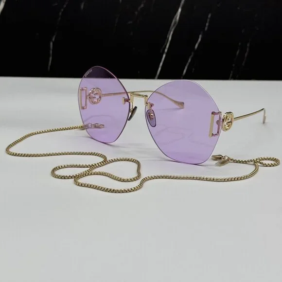 NEW GUCCI GG1203S 001 WITH GOLD CHAIN GUCCI SUNGLASSES